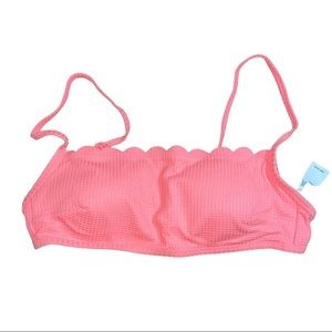 Aerie Scalloped Bikini Top - Coral  - Size Small